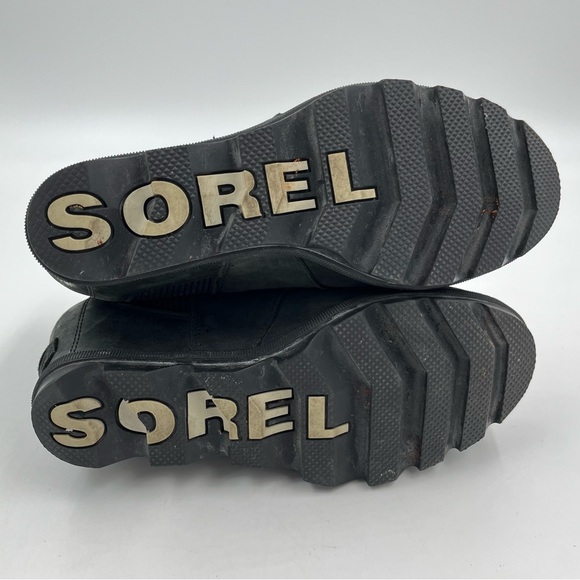 Sorel Lea Joan of Arctic Black Leather Wedge Ankle Booties Boots Size 8 - Picture 7 of 9